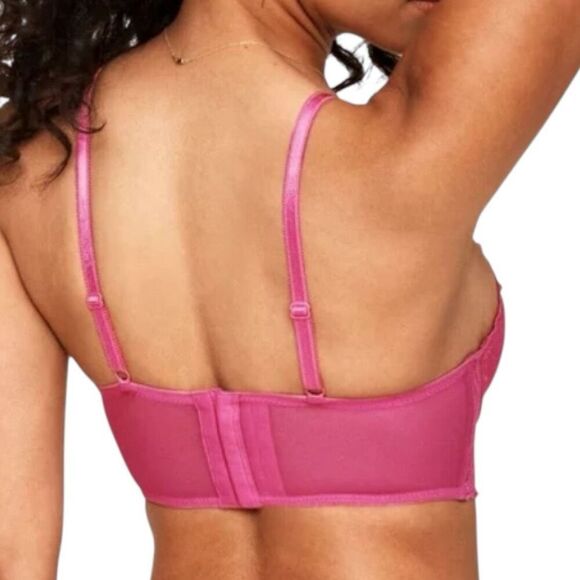Adore Me Women's Lucinda Contour Floral Lace Underwire Demi Bra Pink Size 38C - Picture 4 of 7